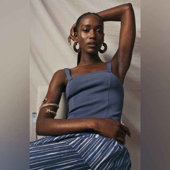 NWT Nordstrom House of Aama Lana Mixed Media Indigo Blue Women’s Dress Small - Picture 3 of 11